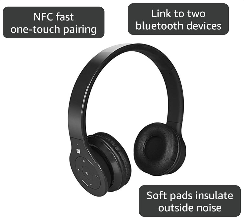 BH-530-B Bluetooth Headphone with Soft Fit Ear Covers, Built-In Microphone, Black