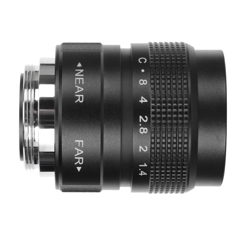Pomya 25mm F1.4 Large Aperture Manual Focus, CCTV Lens, Prime MFT Lens for M43,Support Bar Shop Parking House Warehouse (Black) 25mm F1.4 Black