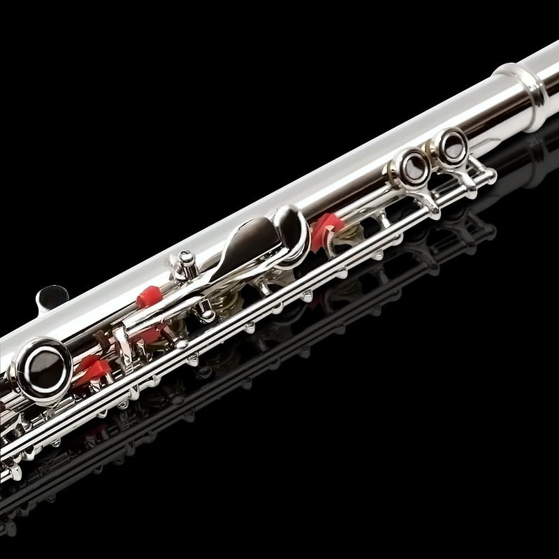 New 16 Hole C key Flute with Gloves Cleaning Rod Case Closed hole Nickel Silver Flute instrument (#silver) #silver