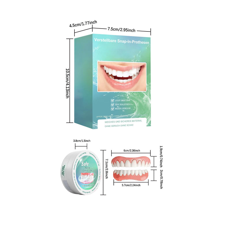 Dentures Fake Teeth, Smile Teeth Veneers, Cosmetic Temporary Teeth Dentures Prosthesis Artificial Veneers Teeth Top and Bottom, Dental Decoration Set Dental Decoration