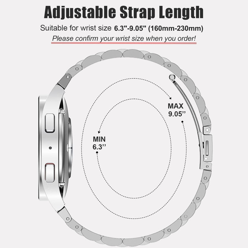 EZMVZKU Galaxy Watch 7/6/5/4/FE 40mm 44mm Stainless Steel Metal Band, No Gap Strap for SAMSUNG Galaxy Watch 6 4 Classic 42mm 43mm 46mm 47mm/5 pro 45mm,20mm Watchband for Men Women