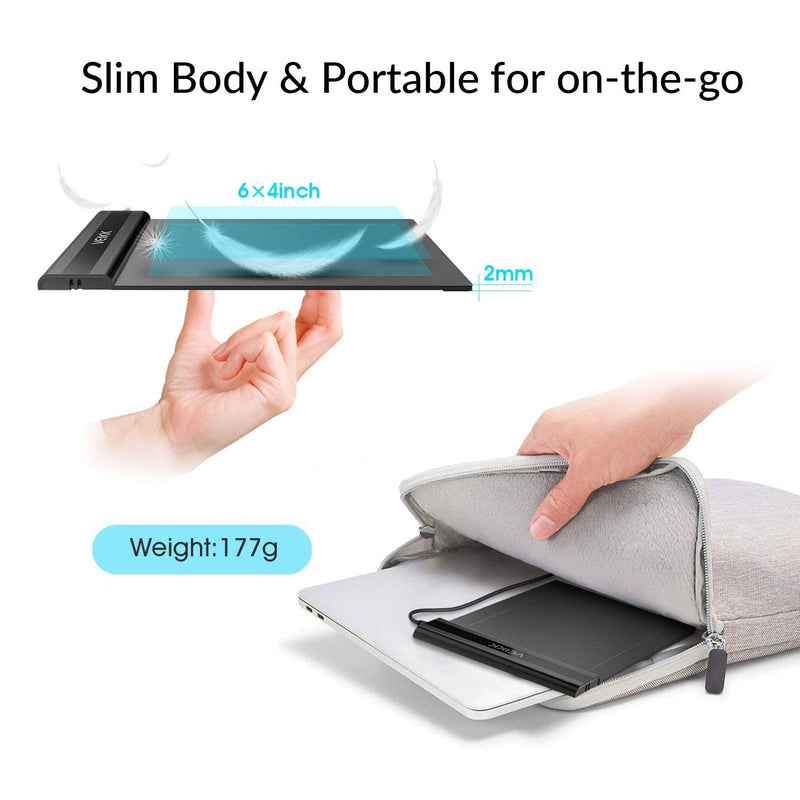 Drawting Tablets VEIKK S640 Computer Graphics Tablets, Ultra Thin and Pocket Pen Tablet 8192 Levels Digital Drawing Pad for Computer on Linux /Windows /Mac OS /Android, OSU Gaming Pad