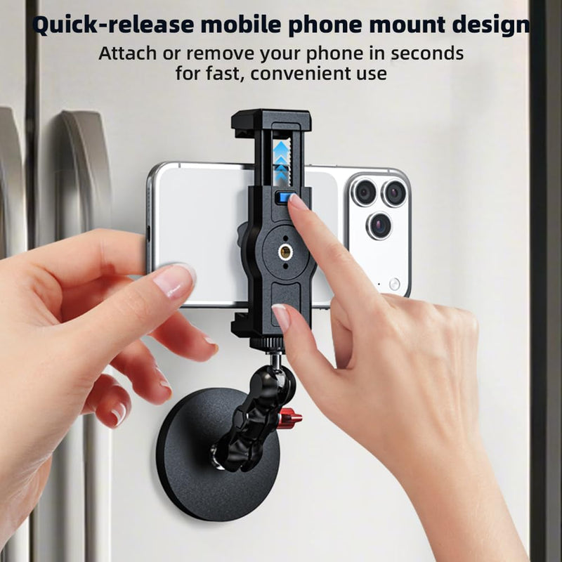 Magnetic Phone Mount for Gym, Kitchen, Workshop, Metal Surfaces | with iPhone 17/16/15/14/13/12 Pro Max and Most Phones