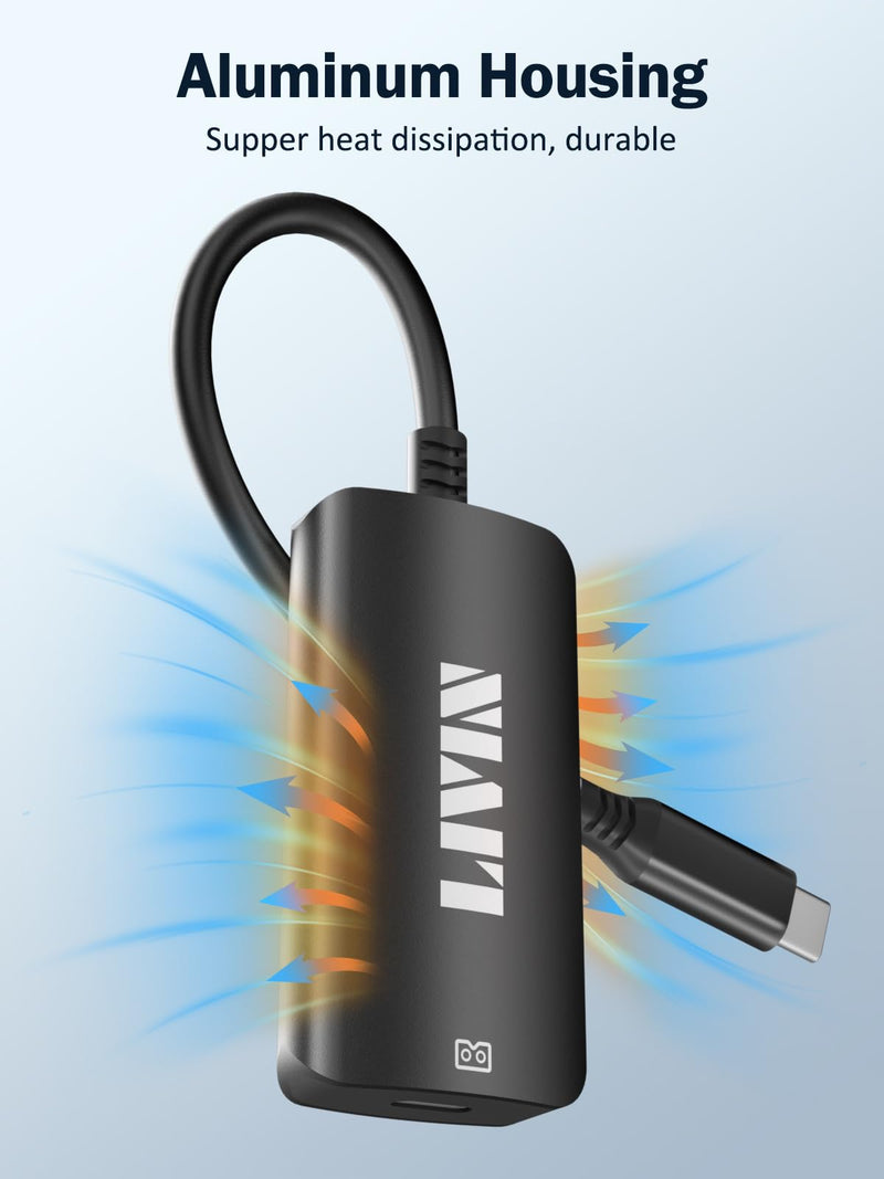 LIVIN USB C to Portable Monitor、AR Glasses XREAL One、Air 2 Pro/VITURE Pro/RayNeo Air 2s、3s/Rokid,【4K@60Hz+PD 100W+Audio 3.5mm】,USB C to Type C Adapter iPhone15/16、Android、PC、Switch、Steam Deck、Rog Ally Black