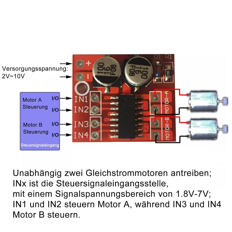 10 x 2-way DC motor drive board module mini L298N, 1.5A forward and reverse PWM speed control, dual H-bridge stepper motor, mini L298N