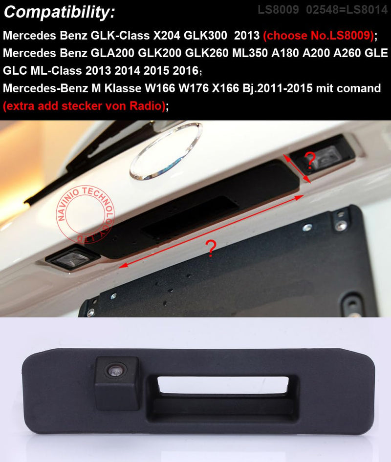 Car Reversing System Parking Assistance -Waterproof Trunk Handle Reversing Camera, for Mercedes Benz GLK Class X204 ML Class GLA200/GLK200/GLK 260/GLK300/ML350/A180/A200/A260 W205 W166 W176 X166 12mm Len Camera LS8009 = 52mm*175mm/150mm
