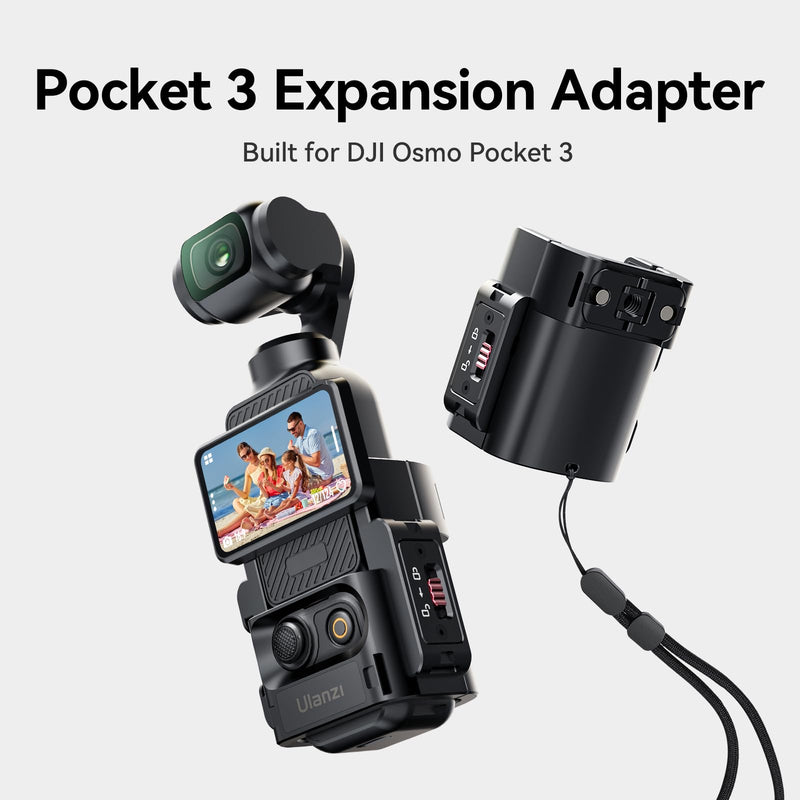 ULANZI PK-06 Expansion Adapter Accessories for DJI Osmo Pocket 3 Aluminum Protective Cage Metal Bracket Adapter Mount with 1/4 Screw Holes/Gopro Adapter/Cold Shoe/Osmo Action Quick-Release