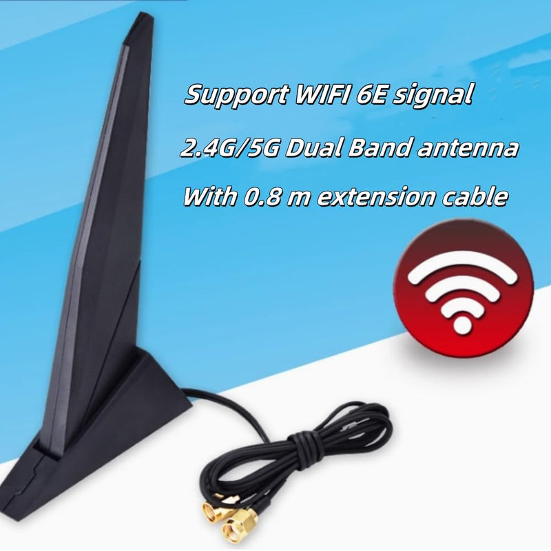 [AUSTRALIA] - External WiFi 6 6E Antenna 2.4G/5G Magnetic Base Antenna PC Desktop Computer for Asus Rog Strix Z690 B460 B360 H610 H670 M13H M12 M11 WiFi 2T2R Motherboard Card (Cable 80cm/2.7ft) 