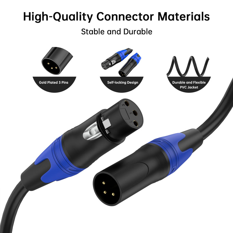 2 Pack, 25 FT XLR Male to Female Cable Professional Balanced Microphone Lead XLR Male to Female Cables, Extension Mic Cable Cord Black 2 Pack