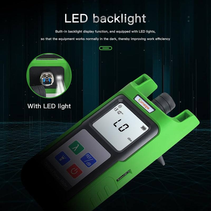 [AUSTRALIA] - Komshine KPM-35 Fiber Optic Cable Tester Portable Optical Fiber Power Meter with 7 Wavelengths 850nm-1625nm+Measurement Range -70~+10dBm+2.5mm Universal Interface+Self Calibration 