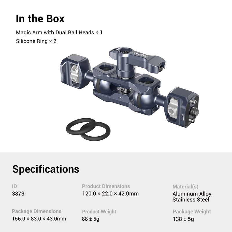 SMALLRIG Camera Magic Arm, Flexible Articulating Arm with 1/4” Screws, Field Monitor Mount with Dual Ballhead, Aluminum Standard