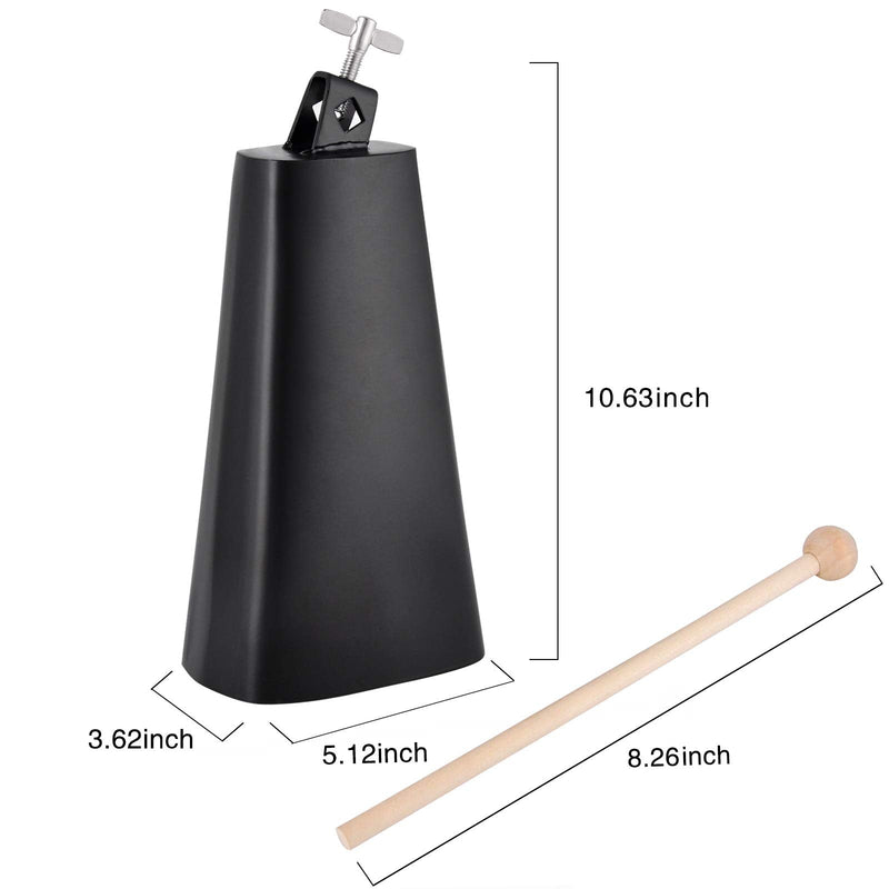 [AUSTRALIA] - Eastrock 9 inch Metal Steel Cow Bells Noise Makers Hand Percussion Cowbell with Stick for Drum Set 9'' 