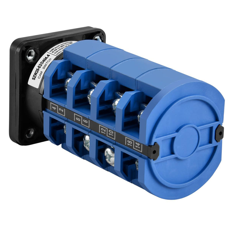 [AUSTRALIA] - Heschen Universal Rotary Cam Selector Changeover Switch, SZW26-63/D404.4, 660V 63A, ON-Off-ON 3 Position 4 Phase, 4NO+4NC, 16 Terminals, CE 