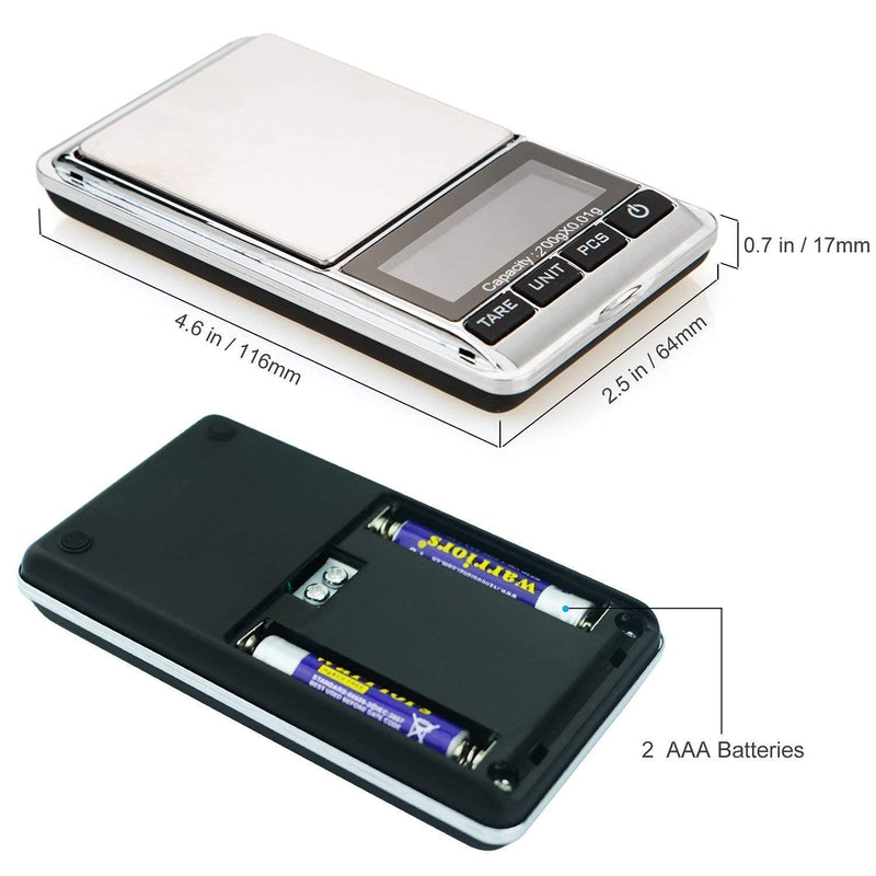 Portable Pocket Scale Jewelry Scale Mini Diamond Gold Coin Small Items Weight Gram Weigh Pocket Tool LCD Display Steel Body 300g X 0.1g - Sliver