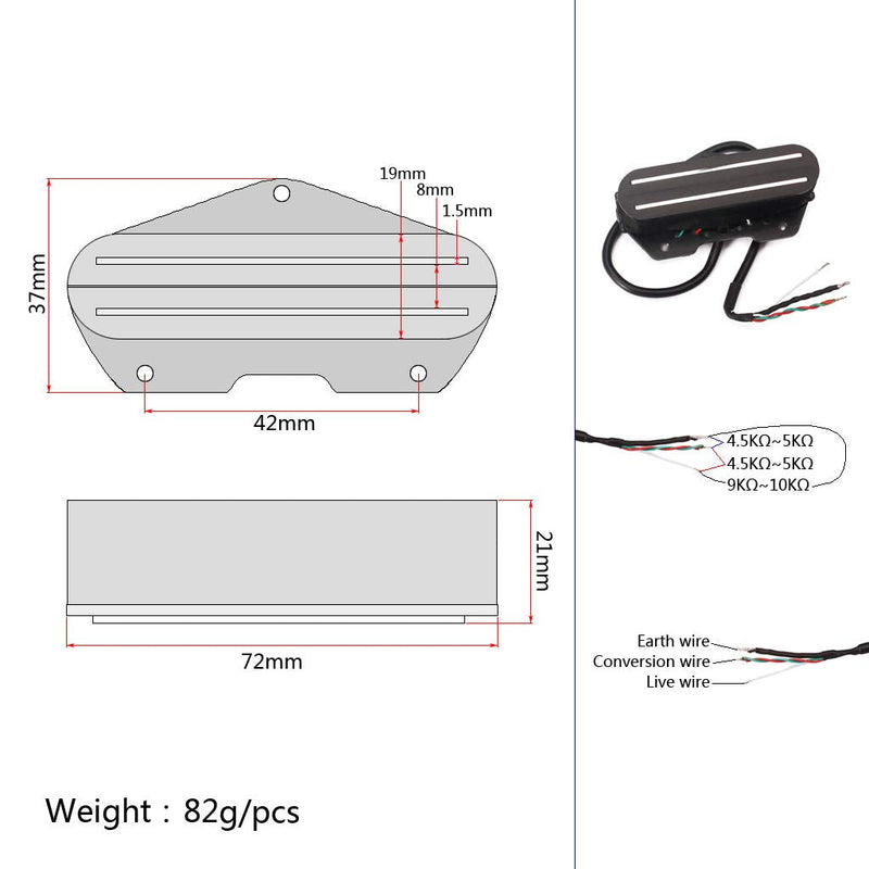 [AUSTRALIA] - Alnicov Electric Guitar Pickup Dual Hot Rail Humbucker Pickup Single Coil Guitar Pickup Fit for TL Strat Squier Tele Electric Guitar，Black 