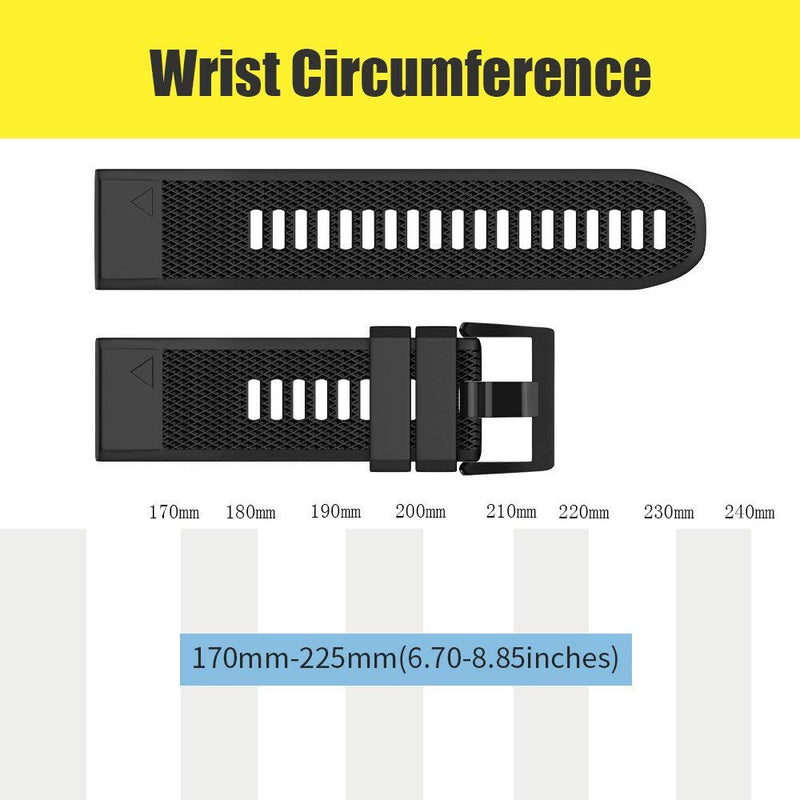 NotoCity Compatible Fenix 5X Band 26mm Width Soft Silicone Watch Strap for Fenix 8 Pro 47mm/8 51mm/Fenix 6X/Fenix 7X/Fenix 5X Plus/Fenix 6X Pro/Fenix 3/Fenix 3 HR/Tactix/Descent MK1/D2 Delta PX-6pcs Red+Slate+Black+Orange+White+Green