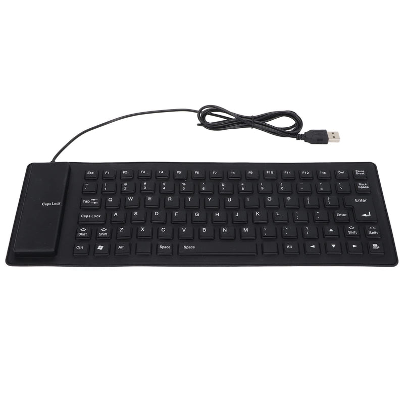 Roll-up Silicone Keyboard, Fully Sealed Silent Soft Keyboard Lightweight Portable USB Wired Keyboard 85 Keys Foldable Waterproof Flexible Keyboard(Black) black