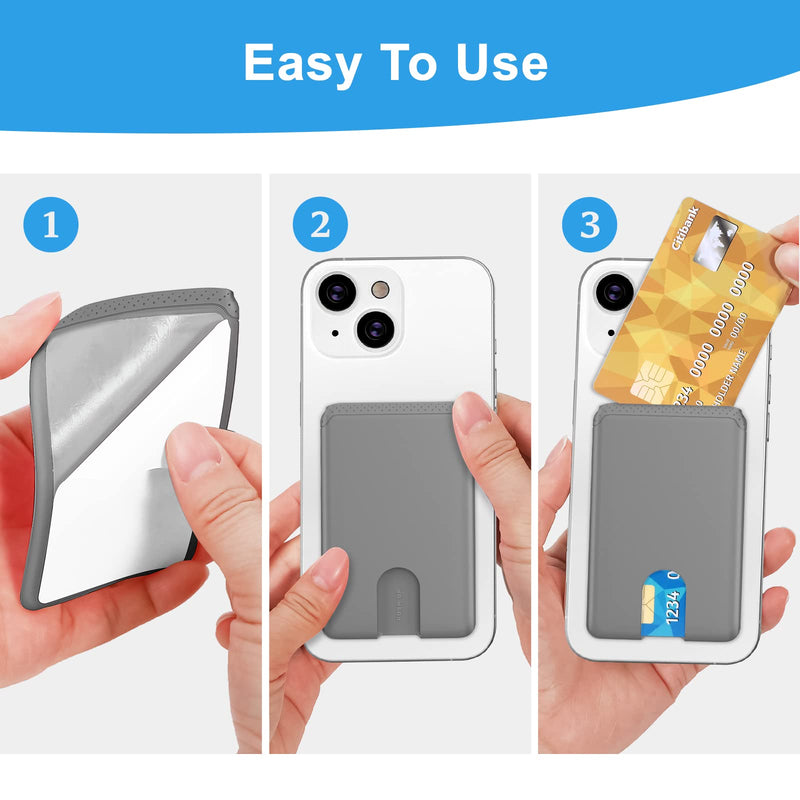 SHANSHUI 3 Pack Phone Card Holder Ultra Slim Phone Credit Card Holder Stick on Wallet Anti-Lost Design Phone Wallet Pocket Compatible for iPhone and Most Smartphones - Black White Grey 3 PCS x Black, Grey, White Adhesive