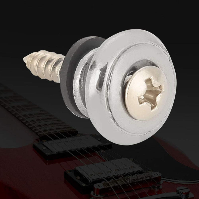 Guitar Strap Buttons, Mushrooms Head Guitar Strap Locks End Pins with Screws and Washers, for Guitar Ukulele Electric Bass(Sliver)