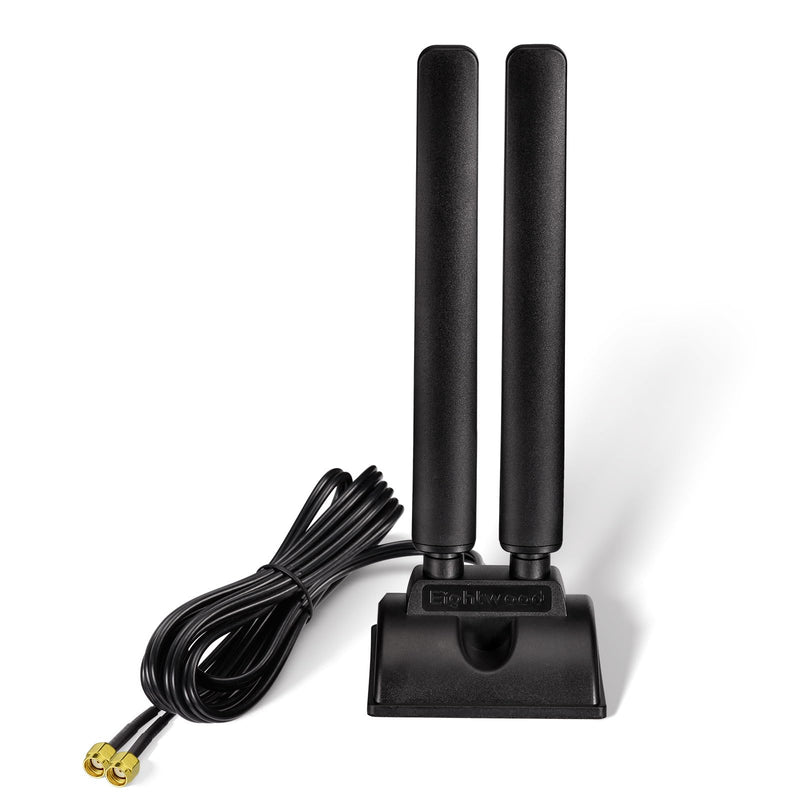 Eightwood WiFi 6E Antenna, Tri-Band 2.4GHz 5GHz 6GHz, RP-SMA Connector | Magnetic Base WiFi Antenna for Desktop PC Computer PCI-E 6E Bluetooth Card, Gaming Motherboard, Wireless Router