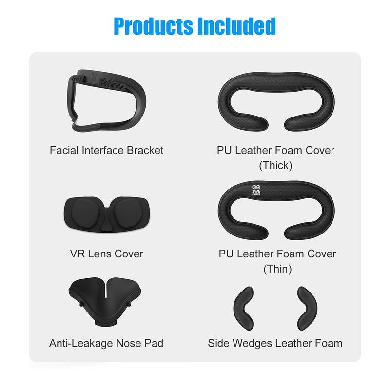 AMVR Resilient VR Facial Vent Soft Interface + AMVR Lens Anti-Scratch Ring Protecting Myopia Glasses