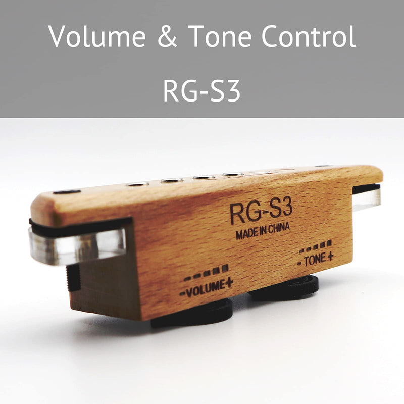 RG-S3 Passive Woody Soundhole Acoustic Guitar Pickup with Volume Tone Control for steel-string acoustic guitars - Magnetic Humbucker Pickup Beech Wood Soundhole Pickup