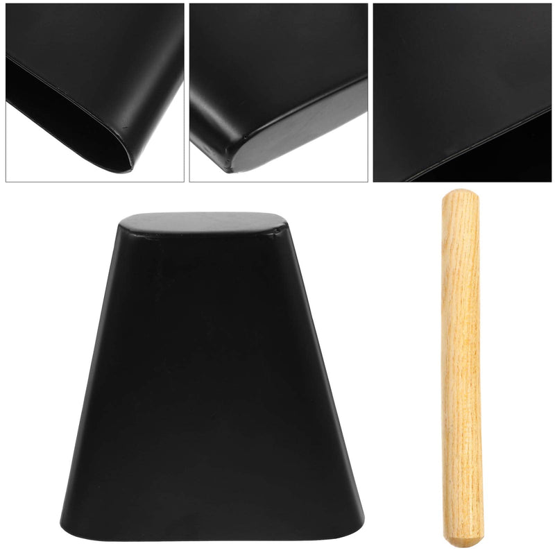 Percussion Instrument Cow Bell Noise Maker with Wooden Stick Metal Cowbell 6 Inch Wood Beater Stick for Percussion Drum Set Football Games Sporting Celebrating Events Wooden Stick