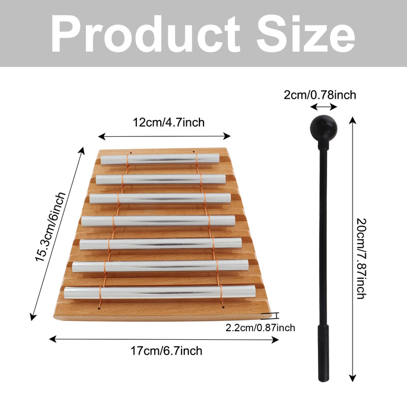 7 Tone Hand Chime, Wood Meditation Chime Bell Percussion Instrument with Black Mallet for Teachers' Classroom Management, Yoga 7 Tone Hand Chime