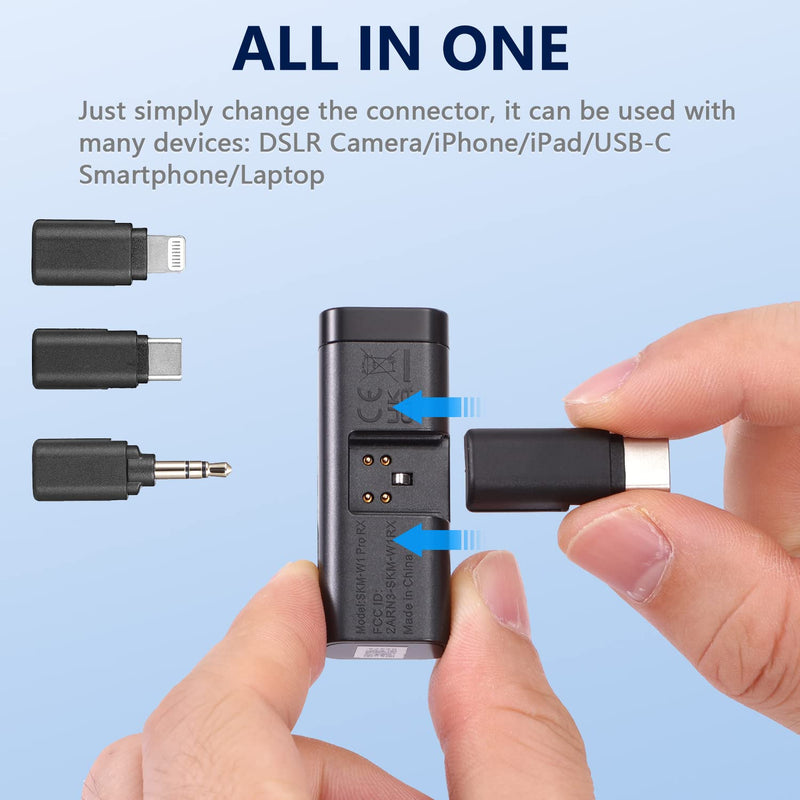 Sevenoak 3 in 1 Wireless Lavalier Microphones for iPhone/Android/Camera, Wireless Lapel Microphone System with Noise Cancelling Portable Microphone for Recording YouTube Vlog Live Stream -SKM-W1 Pro SKM-W1 PRO