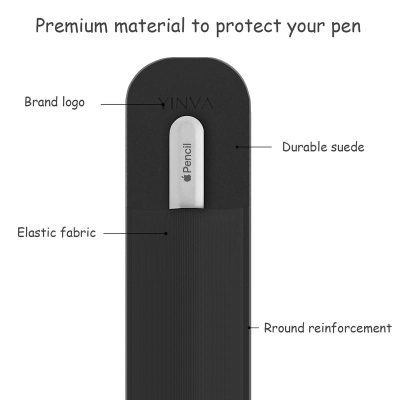 YINVA Pencil Holder Compatible with Apple Pencil 2nd Generation and 1st Gen, Elastic Pencil Pouch Accessories Design for iPad and Stylus (Black) Black