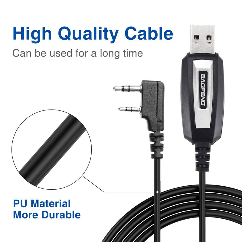 BAOFENG USB Programming Cable CH340 Chip for UV-5R BF-F8HP 5RM UV-21R GMRS UV-5G Plus GM-15PRO GM-5RH GM21 K5PLUS AR-152 UV-17R TIDRADIO TD-H3 8 Quansheng UV-K5 8 Ham Radio Black-CH340