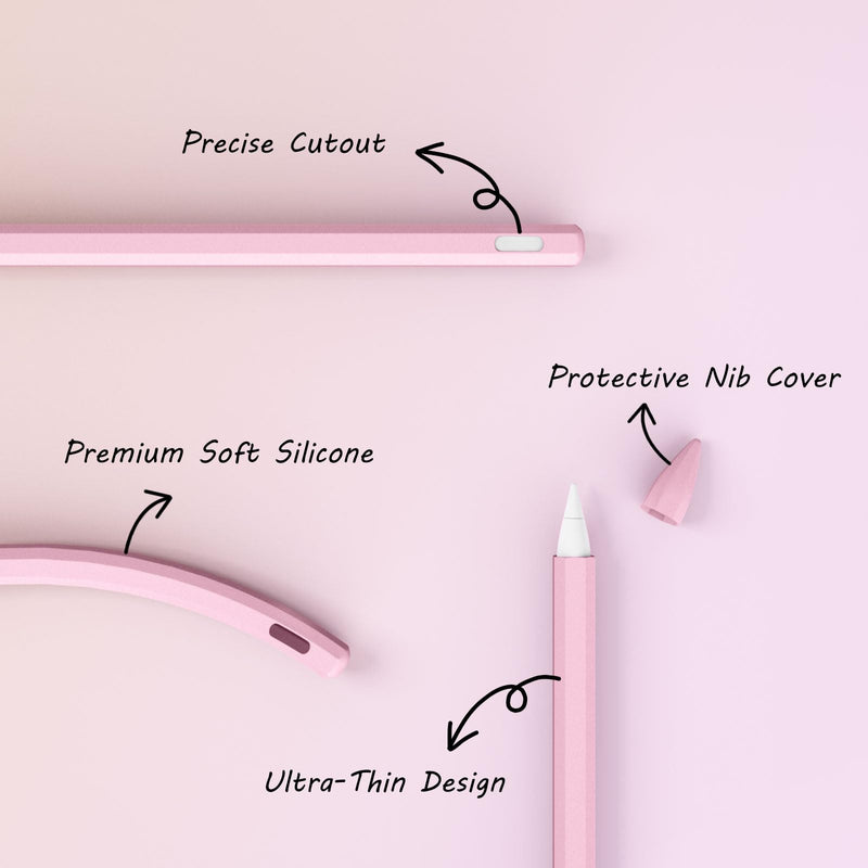 KELIFANG Silicone Case Sleeve Cover Compatible Apple Pencil 2nd Generation, Cute Pink Protective Skin Holder Grip and Tip Cap Accessories Compatible iPad Pro 11 12.9 inch
