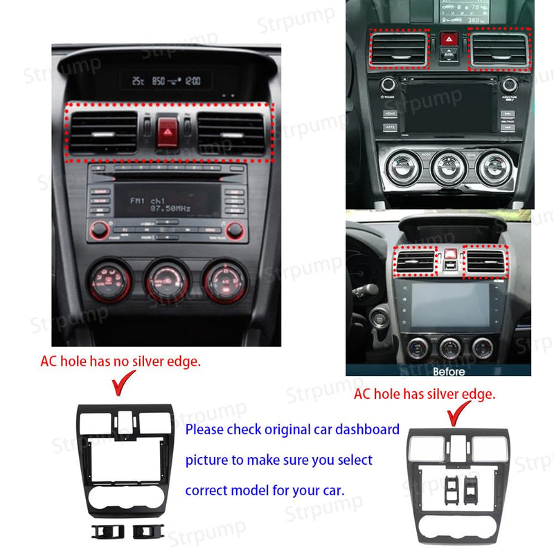 9'' Car Radio Stereo Fascia Frame Panel Trim Bezel with Power Harness Cable for Subaru Forester WRX XV 2016 17 18 Impreza Levorg 12~15(no silver AC hole edge)