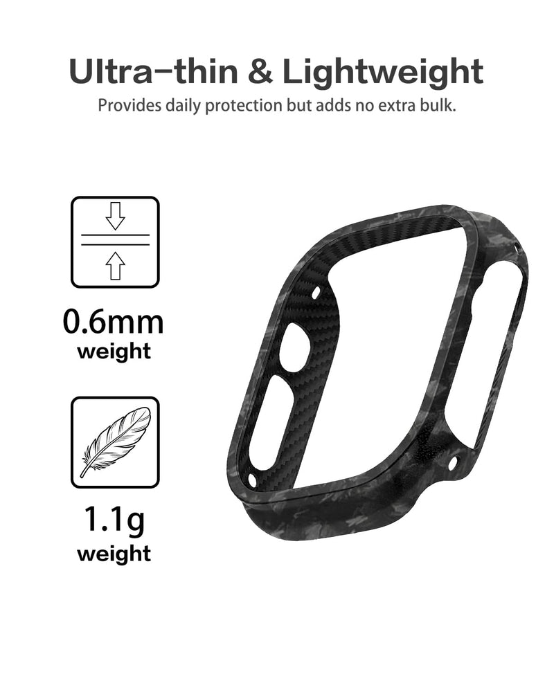 Carbon Fiber Case for Apple Watch Ultra 3/2/1 Case, Exquisite Minimalist Slim Apple Watch Ultra Case 49mm - Aramid Fiber Made, Black/Grey(Randon Weave)