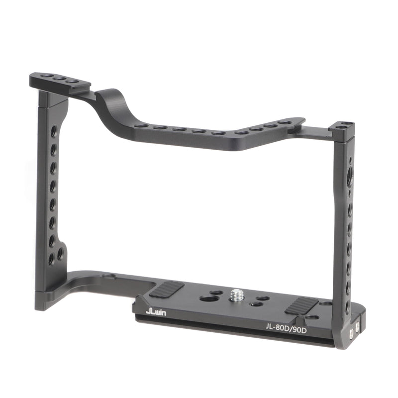 Camera Video Cage for Canon EOS 90D 80D 70D DSLR Camera | Full Rig with Dual Cold Shoe, Quick Release Plate for for Arca-Swiss Tripod, ARRI 3/8"-16 & 1/4"-20 Threads
