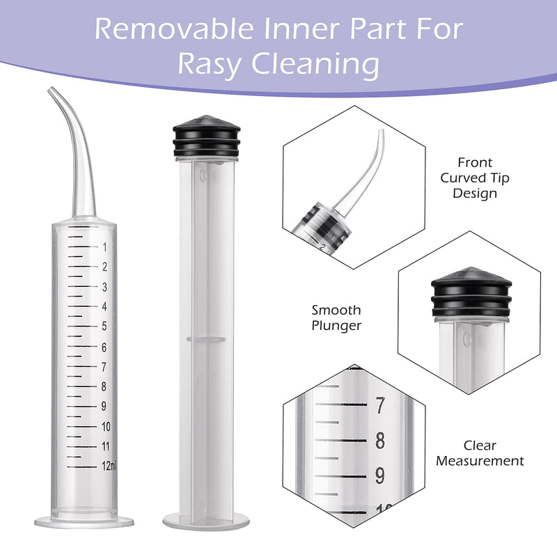 Molain Pack of 5 12ml Mouth Syringe Ear Cleaning Solution Empty Tube Extraction Hook Syringe Removal Accessories with Curved Tip Picks Dental Care