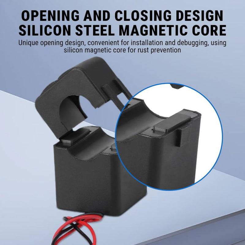 Uadme Split Core Current Transformer, PZCT-02 Current Transformer 100A, Precise Current Sensor for 100A Amp Energy Meter, Fully Closed, Snap Connection Structure