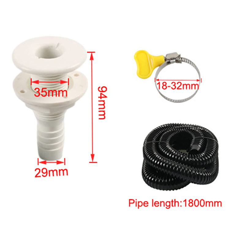 Boat Pump Hose Marine Bilge Pump Installation Kit with Hose Clamps Thru Hull Fitting for Boats Yachts RVs (Black 1 1/8in) Black 1 1/8in