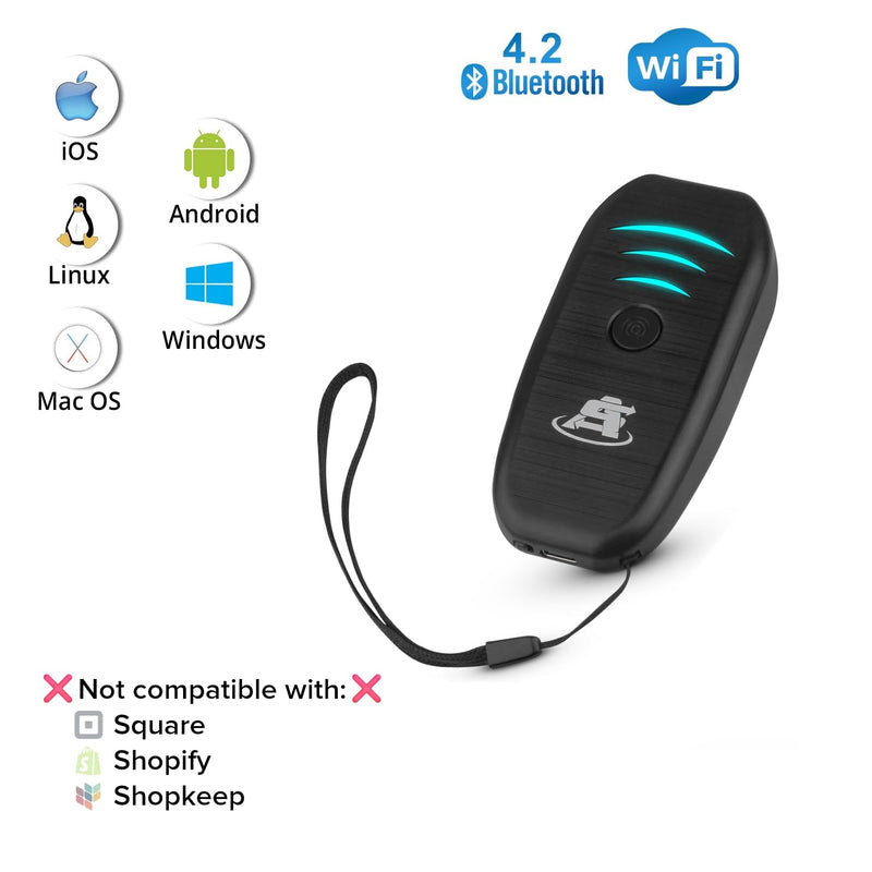 ScanAvenger Portable Mini-Wireless Bluetooth Barcode Scanner: Hand Scanners - Cordless, Rechargeable 1D & 2D Scan Gun for Inventory Management Wireless, Handheld USB QR (1D&2D Mini Barcode Reader) 1D&2D Mini Barcode Scanner
