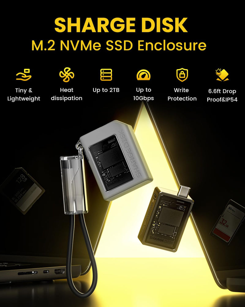 [AUSTRALIA] - Disk M.2 NVMe SSD Enclosure with Active Cooling System, 10Gbps USB C 3.2 Gen2, Enclosure NVMe Reader Supports M Keys and Size 2230 SSDs, Gray 