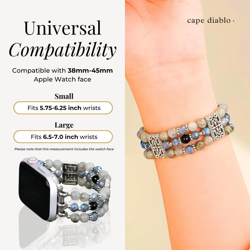 Cape Diablo Compatible with Apple Watch Bands for Women 40mm 38mm 41mm 42mm iWatch Series 10 9 8 7 6 5 4 3 2 1 SE Large - Fits 6.5-7.0 inch wrists Labradorite Indigo