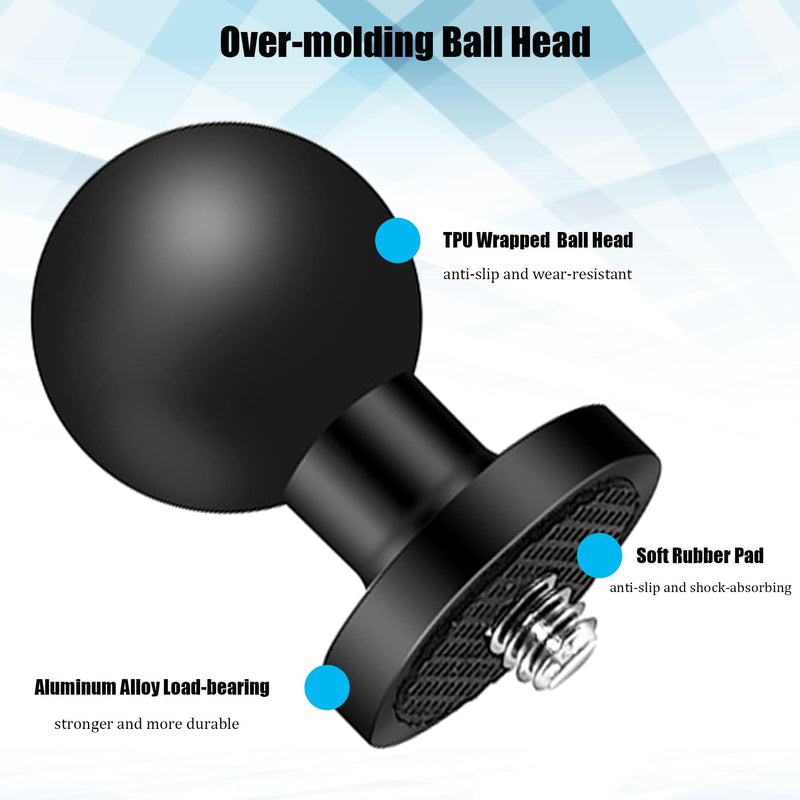 [AUSTRALIA] - 2PC Aluminum Alloy 1" Ball Mount Adapter with 1/4"-20 Threaded Stud for Insta360 One X3, X2, X, R, RS, GoPro, DJI OSMO Action Camera ,Compatible with RAM Ball Head Mounts B Size Double Socket Arm 