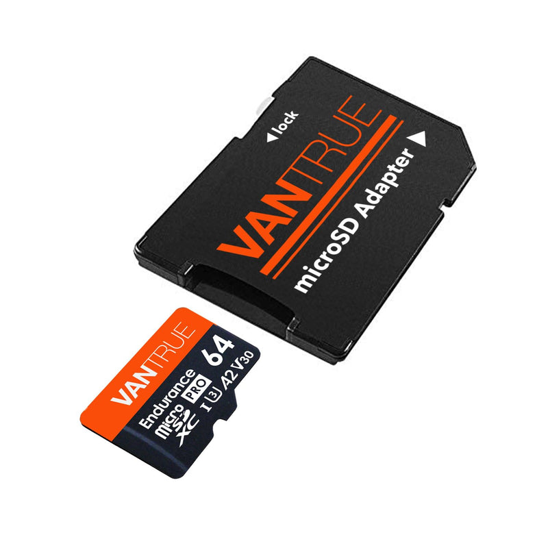 Vantrue 64GB microSD Card with Adapter, U3 UHS-I High Speed SD Card for Dash Cams & Home Security System Video Cameras Vantrue 64GB microSD Card