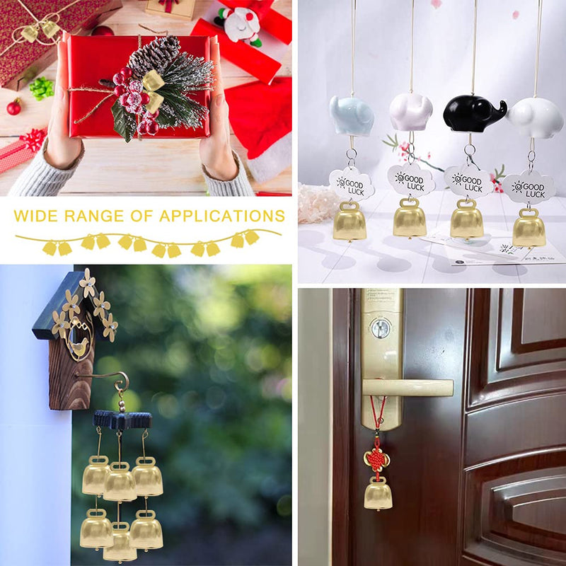 8 Pcs Shiny Gold Small Cow Bells, Loud Grazing Copper Bells Noise Makers, Metal Decorative Bells for Pet Dog Cat Pendants Christmas Tree Crafts 8 Pcs