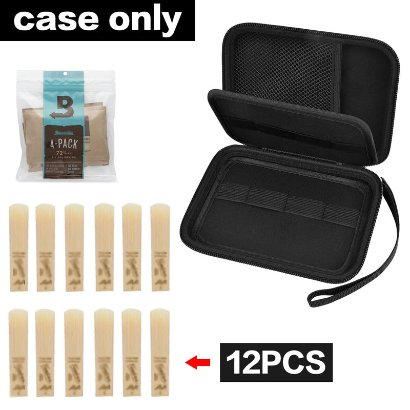 Reeds Case Compatible with Vandoren/for D'Addario Woodwinds/for Sovvid/for Glory Saxophone Clarinet Reeds. Storage Holder for 12 pcs Reed and Humidity Pack (Box Only) -Black Inner Black inner