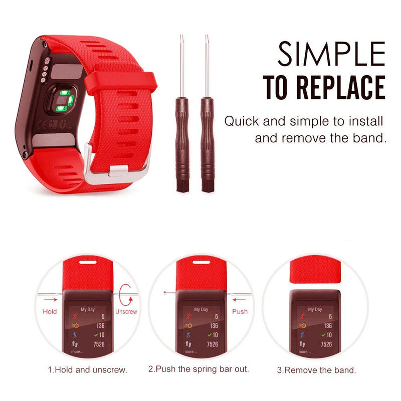 Band for Garmin Vivoactive HR Watch, Soft Silicone Wristband Replacement Band for Garmin Vivoactive HR Sports Watch Red