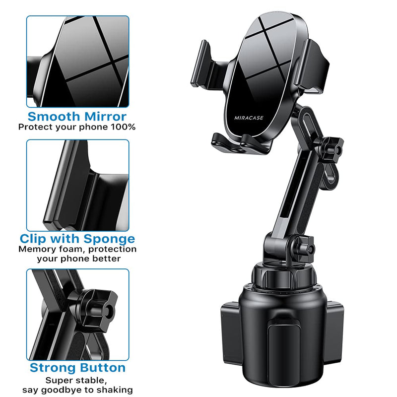 Miracase [Upgraded Version] Cup Phone Holder for Car, Universal Adjustable Long Neck Car Phone Mount Cradle Friendly Compatible with iPhone Samsung Google and All 4.0-7.0 inches Smartphones Black