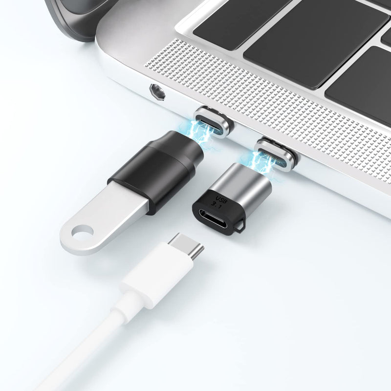 USB C Magnetic Adapter Straight 100W + USB C to USB Adapter Magnetic C Connector Support Data Transfer Compatible with MacBook Pro/Air/ Type C Devices