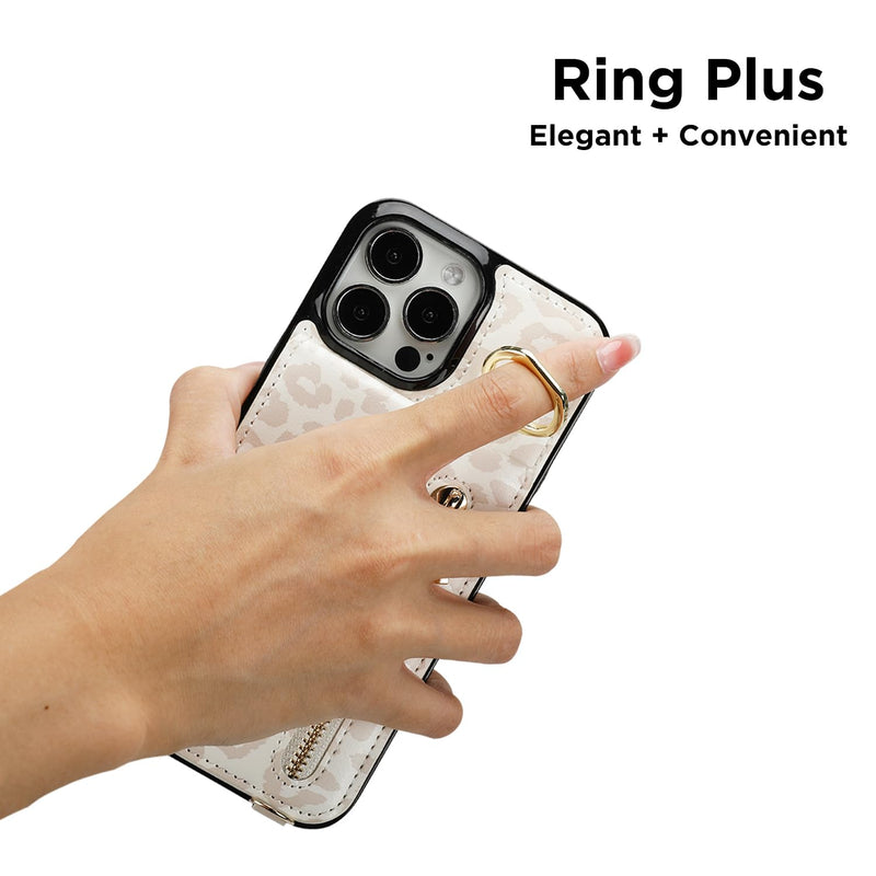 uCOLOR for iPhone 15 Pro Max Wallet Case with Card Holders for Women, Crossbody Zipper Protective Leather Case with Strap Wrist Ring RFID Kickstand Designed for 15 Pro Max 6.7“ (Beige Leopard) iPhone 15 Pro Max 6.7" Beige Leopard