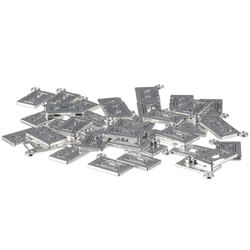 [AUSTRALIA] - 50 Pcs Audio Cassette Tapes Shaped Charms,22x16mm Antique Alloy Charms for Jewelry Making DIY 